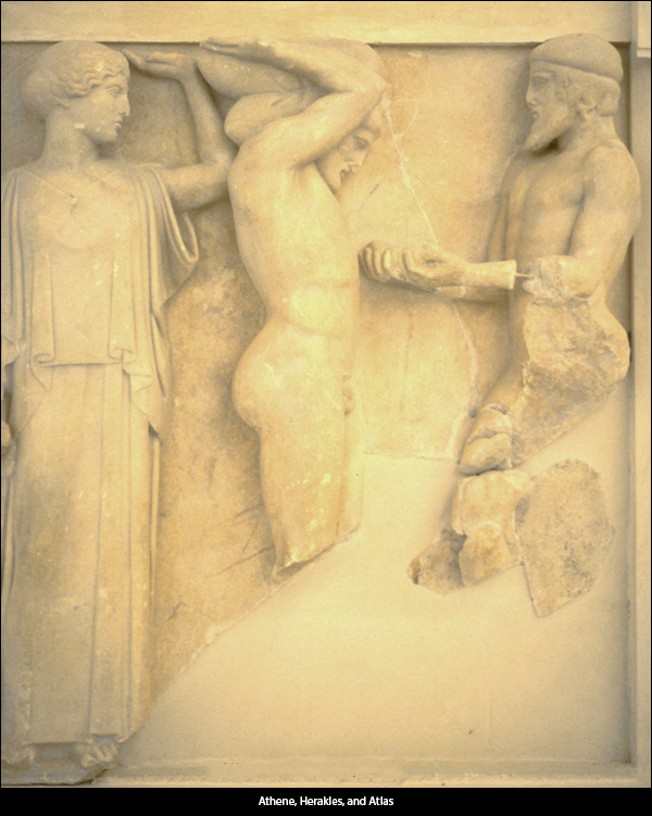 Athene, Herakles, and Atlas