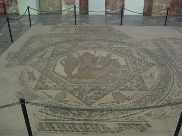 A mosaic floor of Dionysos and Ariadne