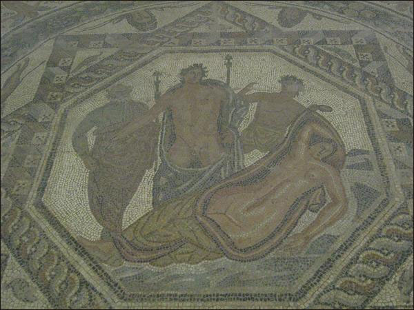 A mosaic floor of Dionysos and Ariadne