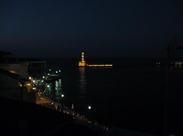 Khania harbor at night