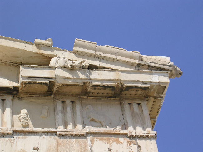 The edge of the roof of the Parthenon.