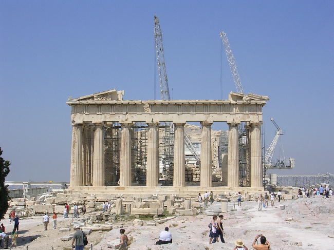 The reconstruction of the Parthenon as of June 12, 2005.