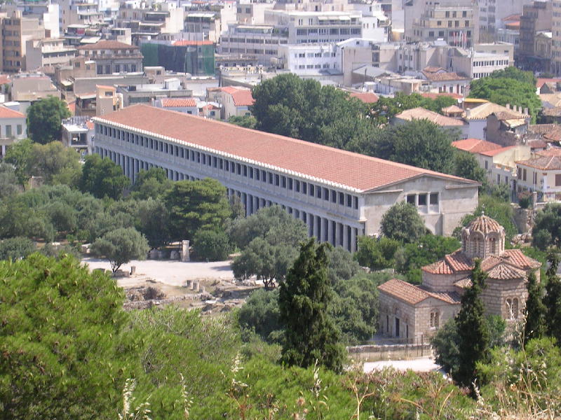 The Stoa of Attalus as seen from the Acropolis.