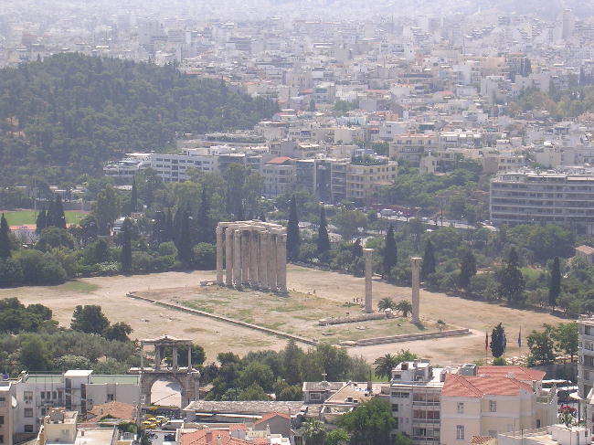 The Temple of Zeus as seen from the Acropolis.