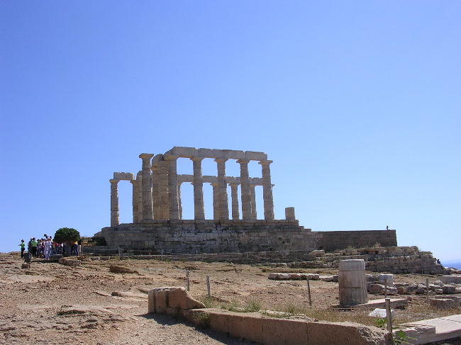 The ruins of the Temple of Poseidon at Cape Sunium.