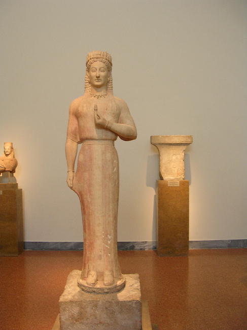 A statue of a young woman.