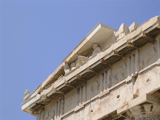 A view of the upper part of the Parthenon.